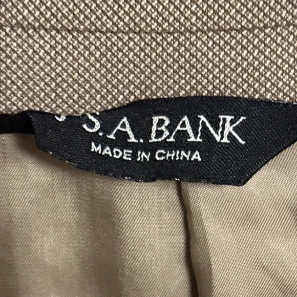 Jos A Bank Sport Coat 48L Tan Wool Birdseye Blazer Jacket Signature Classic